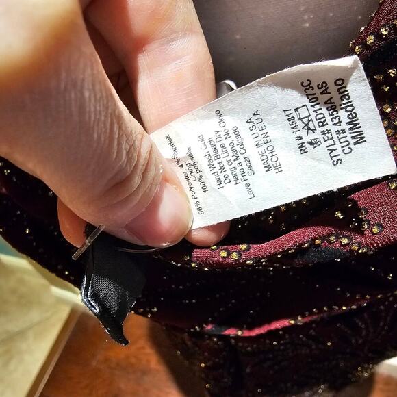 Windsor Burgundy Velvet Jeweled Mini Dress M Cowl Back Bodycon Holiday Party - Picture 12 of 13